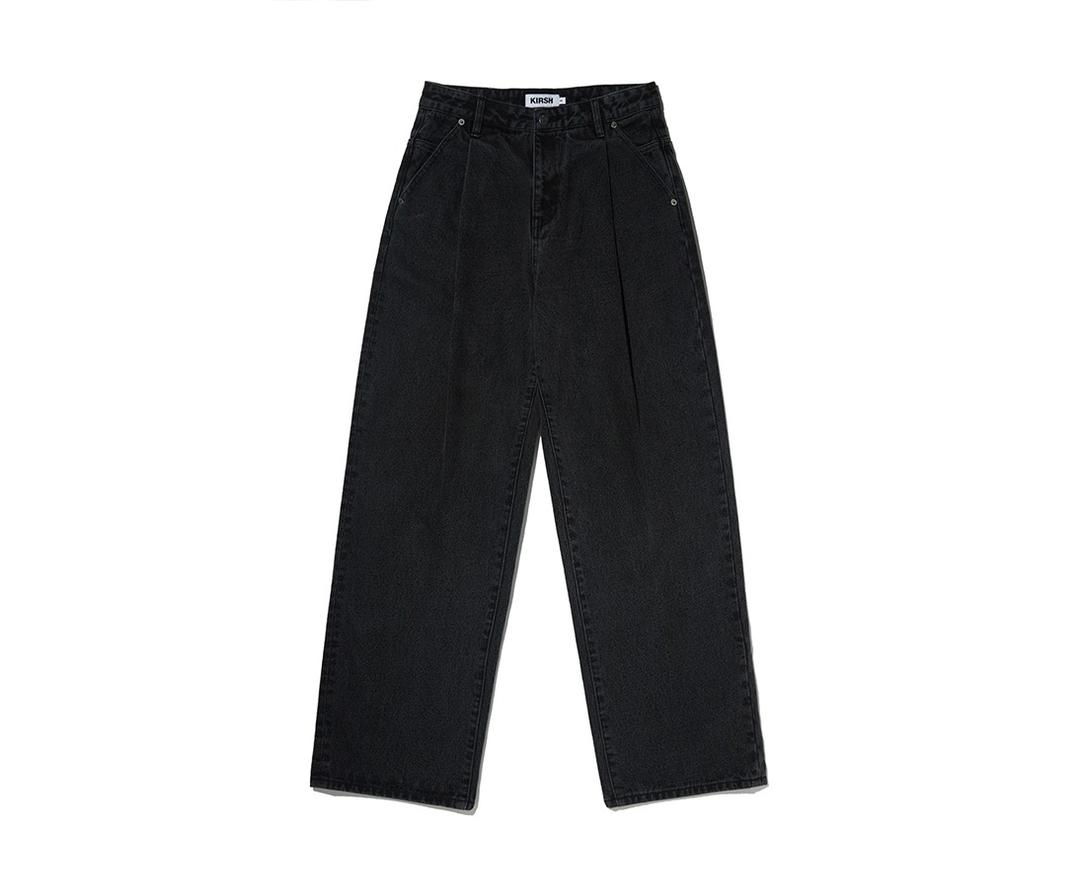 유니 데일리 핀턱 데님 팬츠 [블랙]