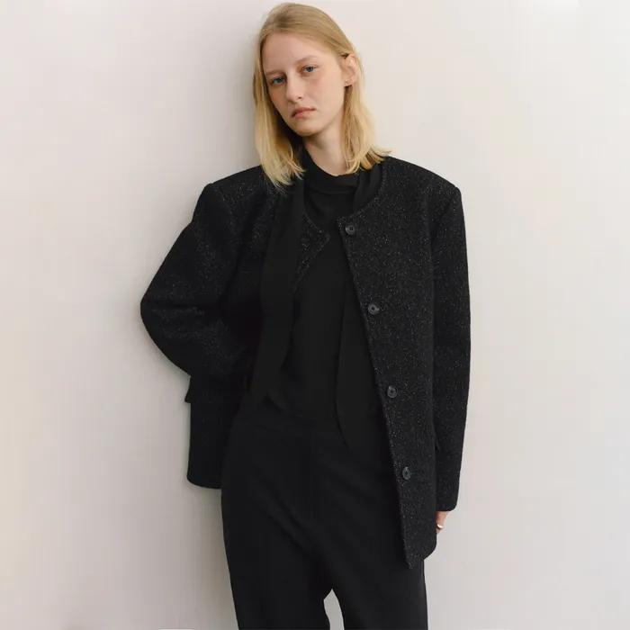 HERITAGE WOOL100 JACKET_GLITTER BLACK_OE3C2MJK93BKG