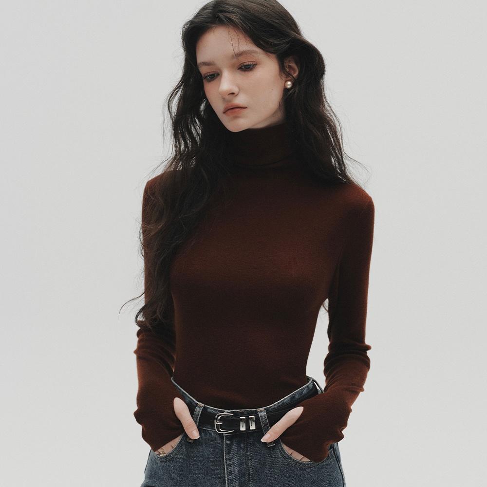 ELIN woolen pollar knit_brown