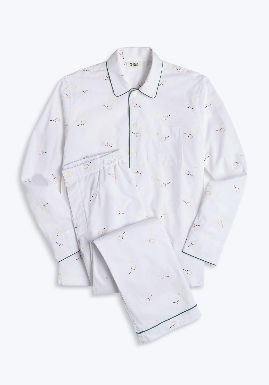 Henry Pajama Set in Tennis Embroidery - Tennis Embroidery / XXS