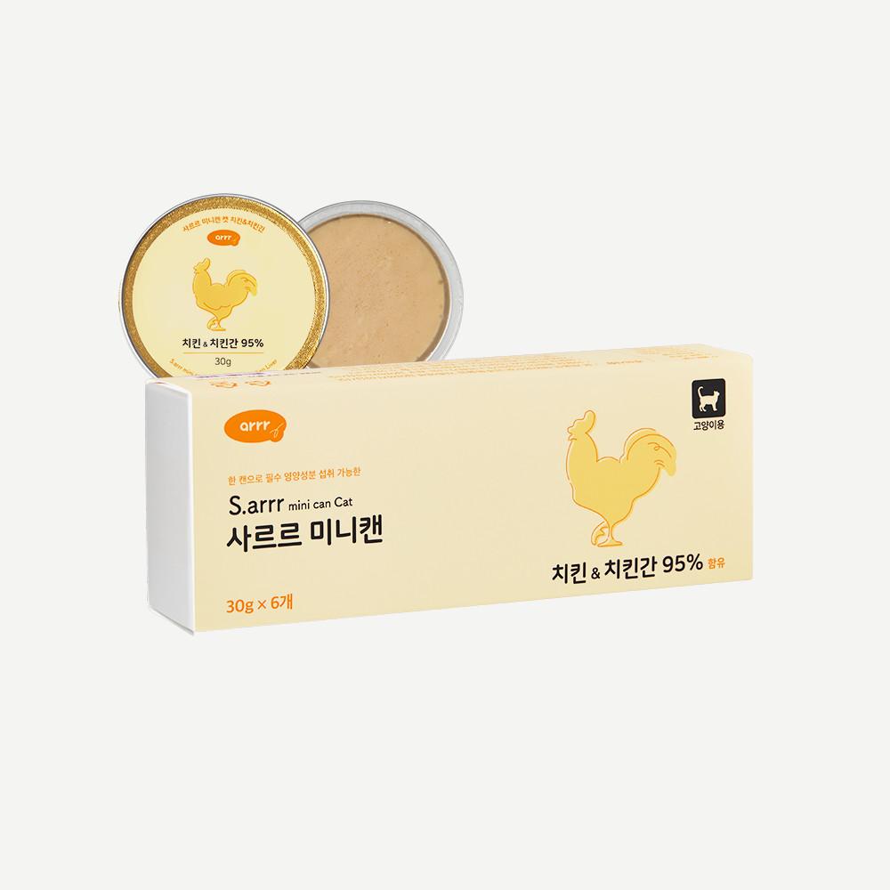 아르르 사르르 미니캔 캣 치킨 간 고양이캔 습식사료 간식 6개입