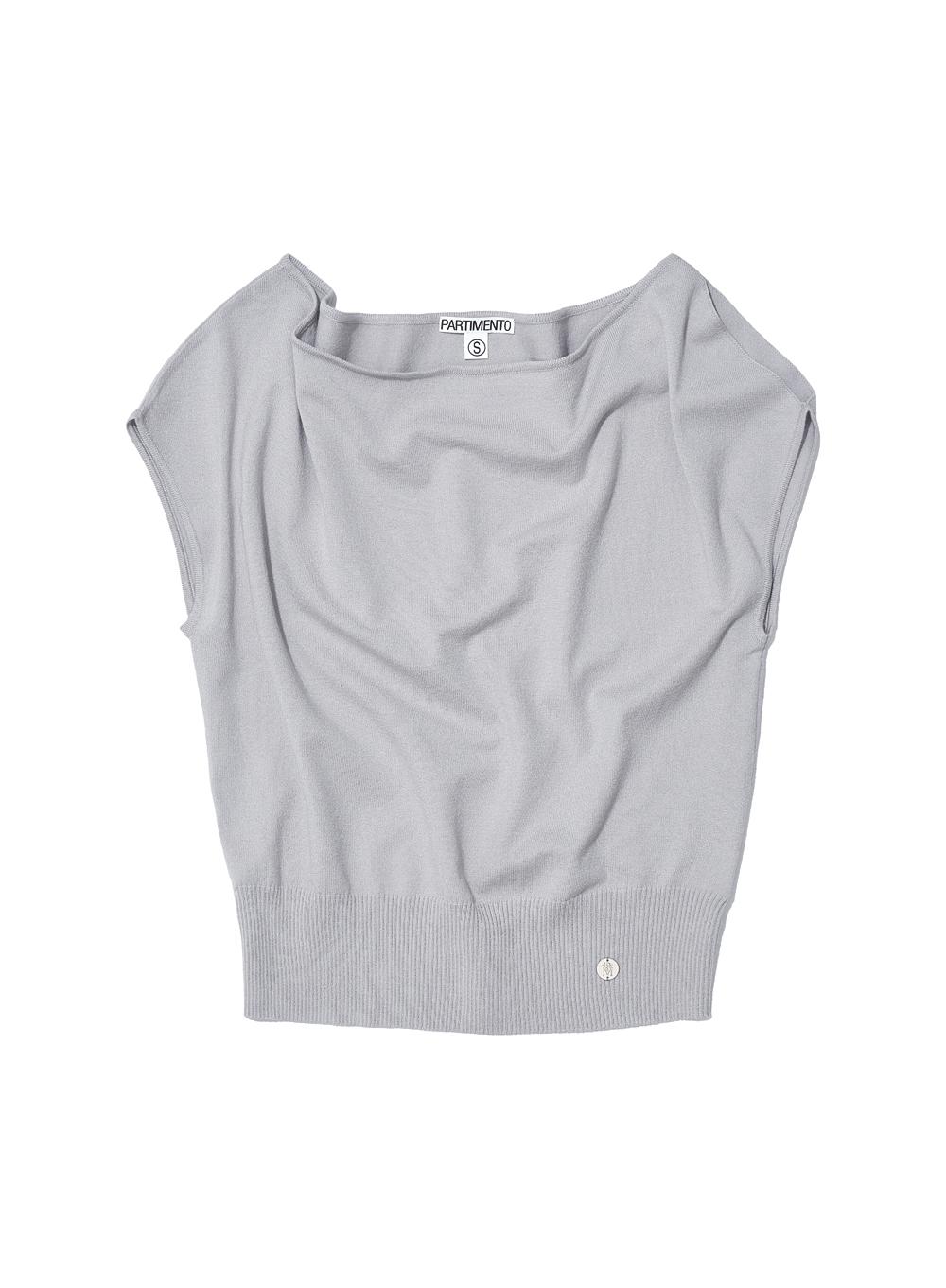 [WOMEN] SLIT OFF-SHOULDER KNIT TOP_LIGHT GREY