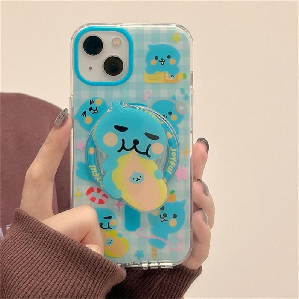 Qoo 쿠우쿠우 맥세이프 톡 아이폰케이스 블루체크