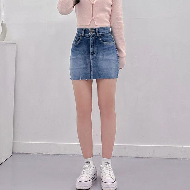[데님 투버튼 치마 바지] 속바지안감 청치마 데님치마 데님스커트 미니스커트 짧은치마 치마바지 청치마바지 데님치마바지 연청 중청 H라인 스판치마 스판스커트 치마 스커트 투버튼스커트