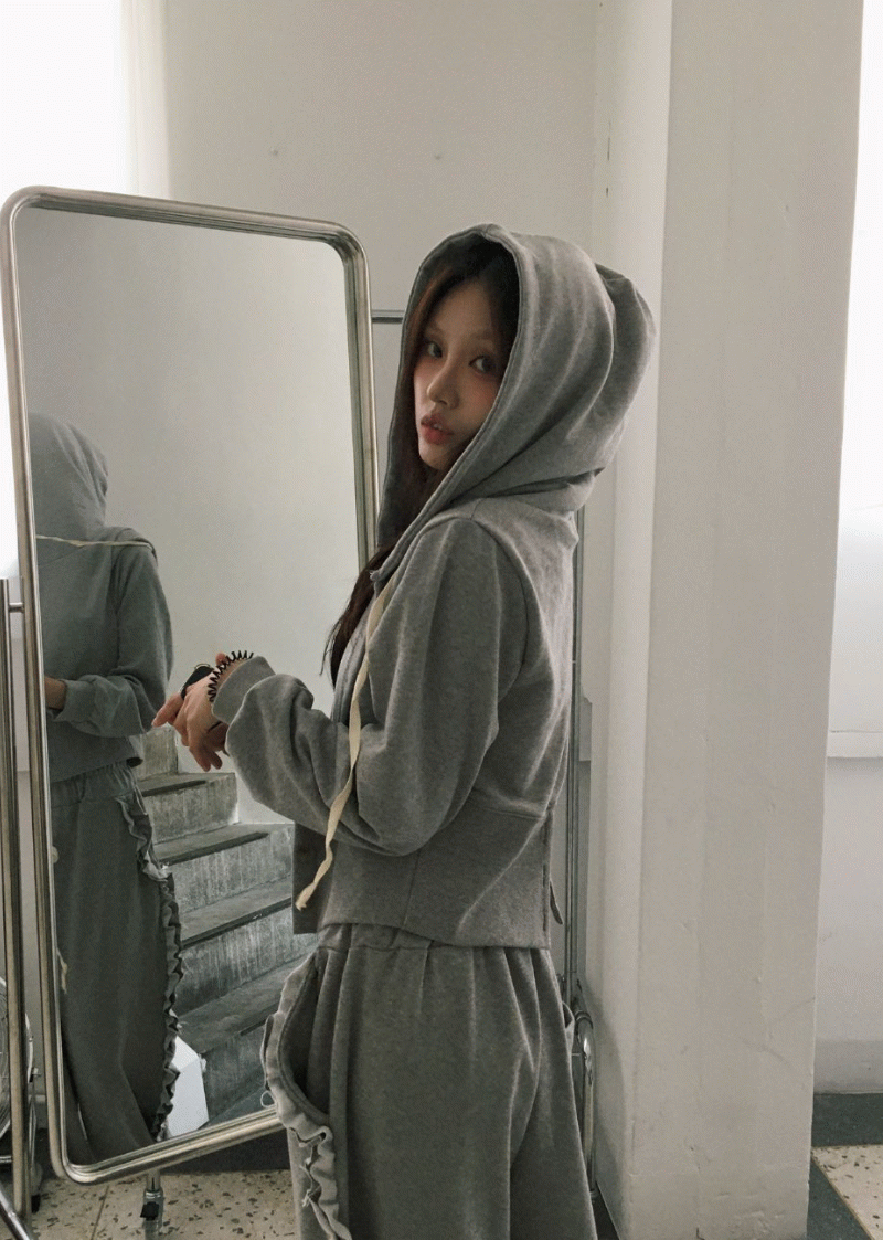 로브씨엘 [ 세트가능 ] 크루키 버튼 크롭 후드 JP