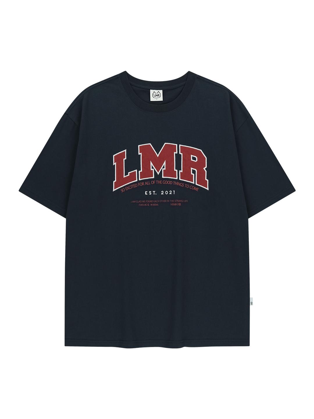 레터링 로고 아플리케 티셔츠 NAVY