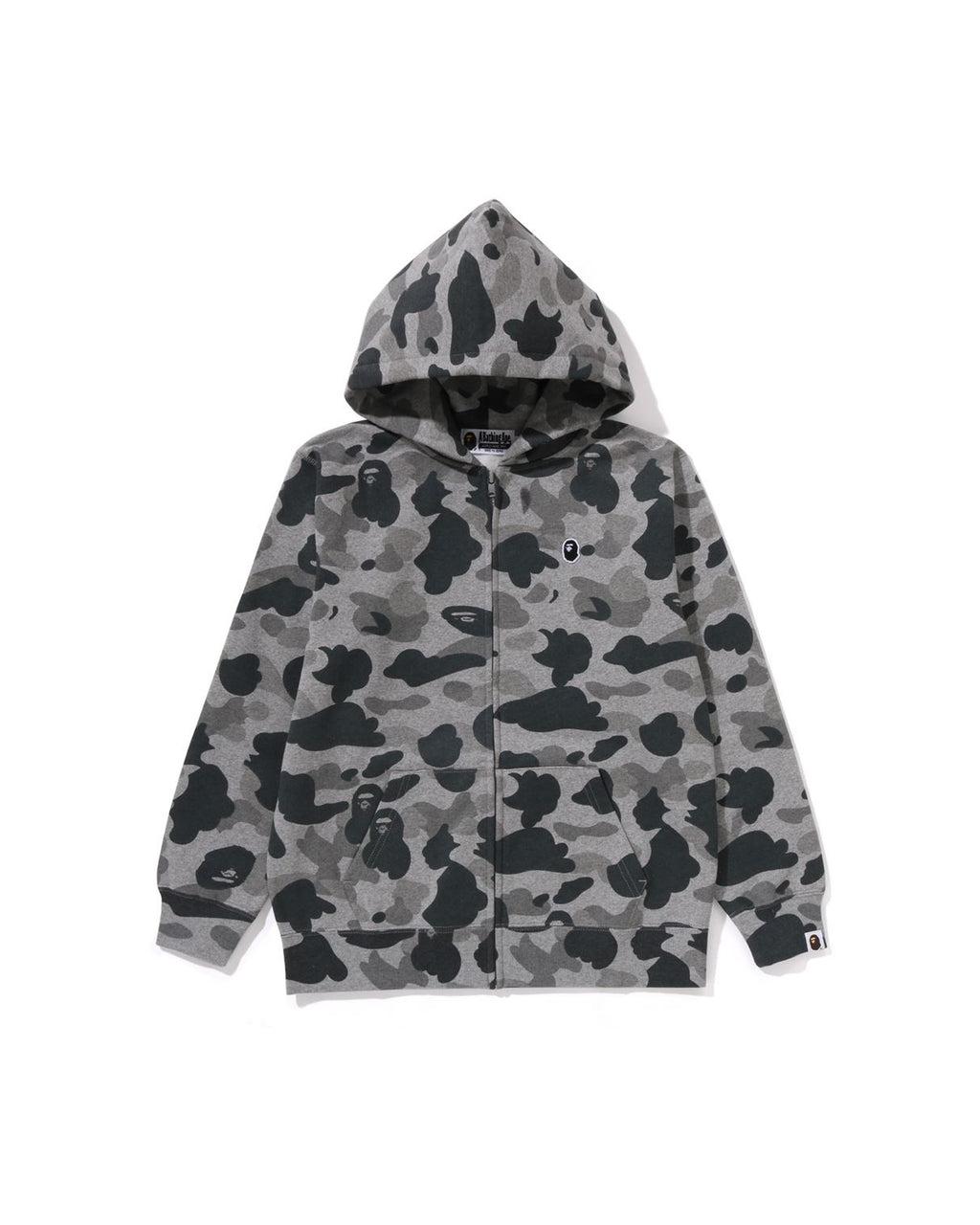 Kids Heather Gray Camo Zip Hoodie Jr