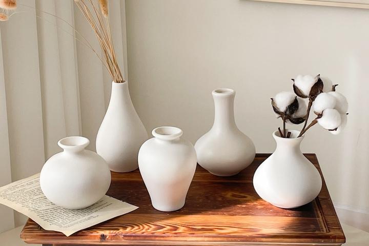 미니 백자 달항아리 화이트 도자기화병 5종 set 돌상소품
