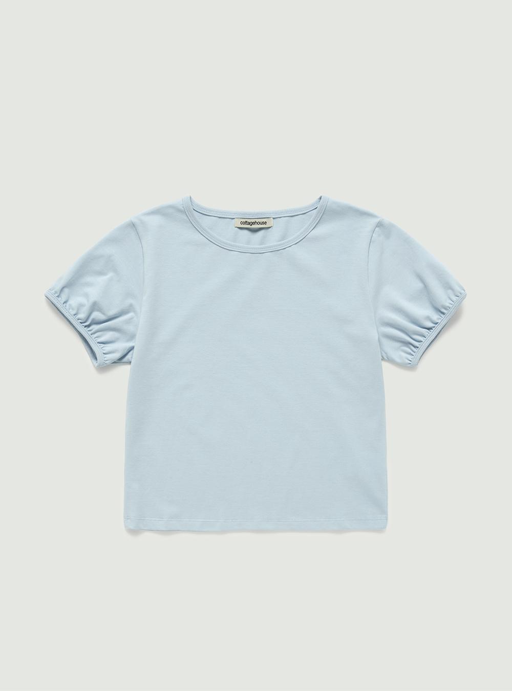 Basic shirring t-shirt. Baby blue
