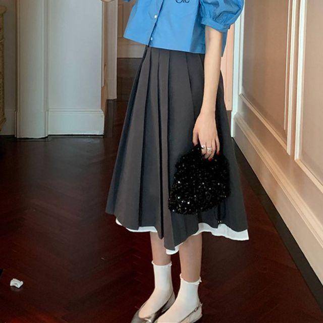 om18462hcc 데일리 플리츠 미디스커트