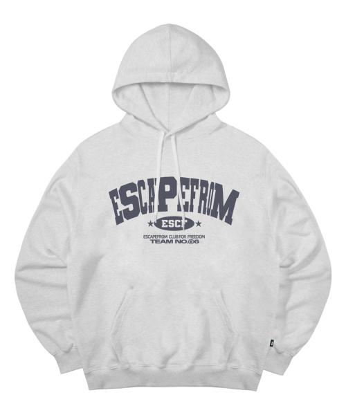 ESCF 아치 로고 프린트 후드티 화이트 멜란지