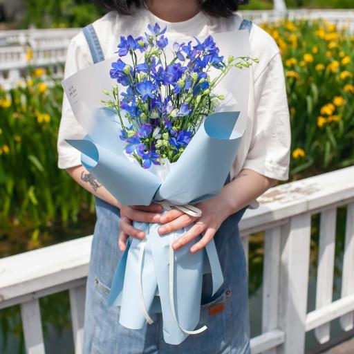 블루블루해 💙 미니 블루 델피늄 생화 꽃다발 봄맞이
