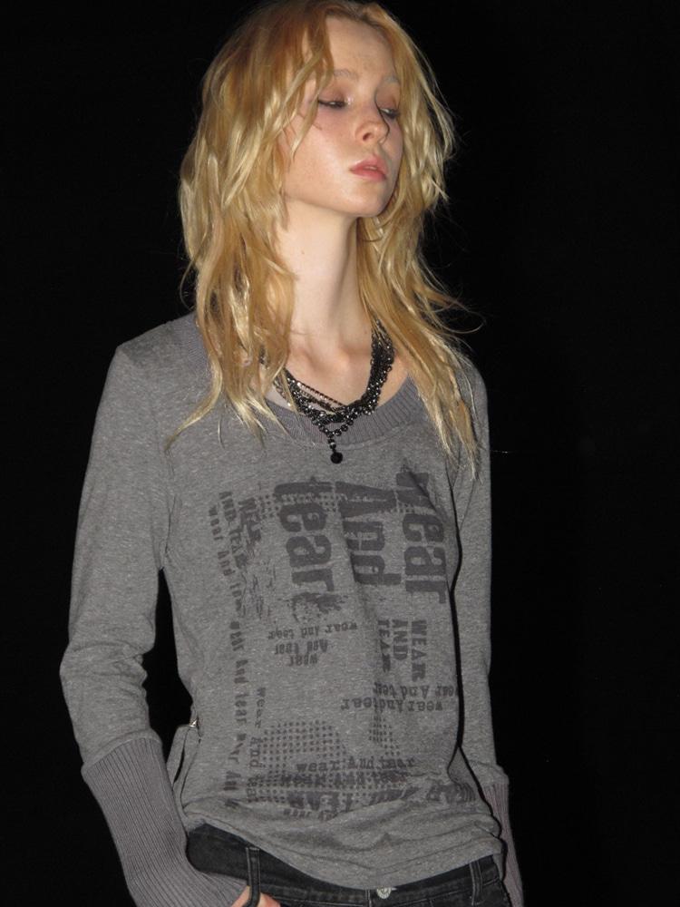 wearAndtear Large round neck casual retro long sleeve