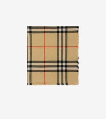 체크 울 스카프 (샌드) | 공식 Burberry®