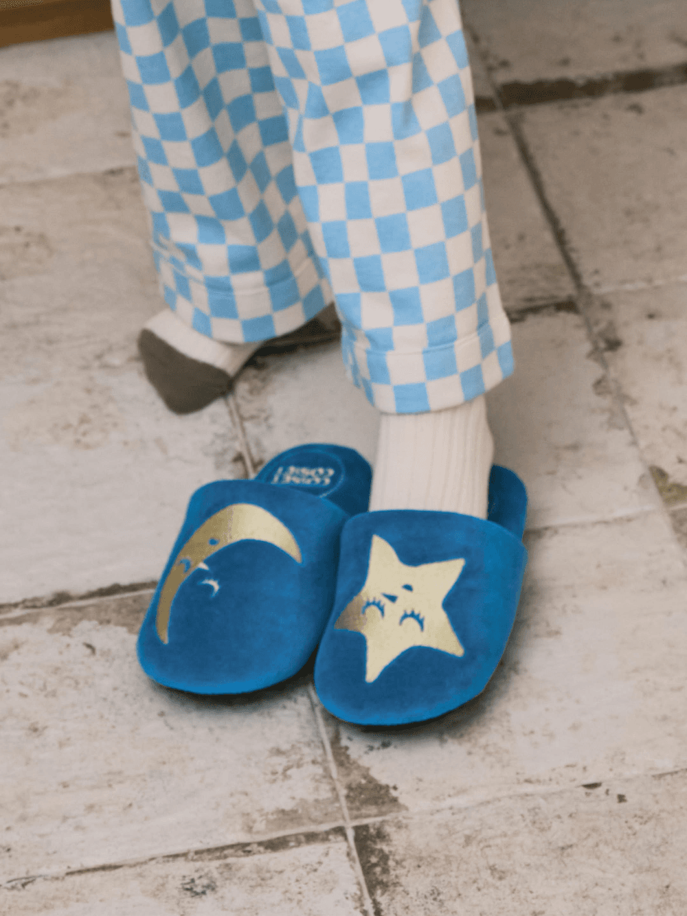 [FRANKLY! x COSSET COSSET] MOON BLUE ROOM SHOES (BABY), BLUE
