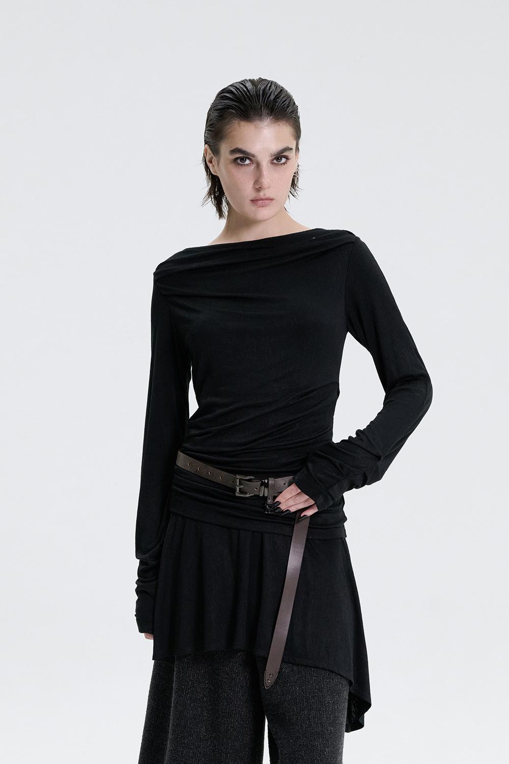 Draped Jersey Long Sleeve [ Black ]