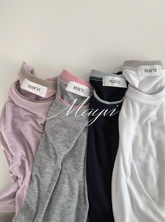 언더비 [프리윈터비❄️/Mayvi/두장이상할인/베스트재입고] New rainbow  배색 레이어드 티셔츠 (4 color)