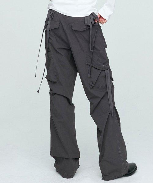 STRAP CARGO PANTS (UNISEX) CHARCOAL
