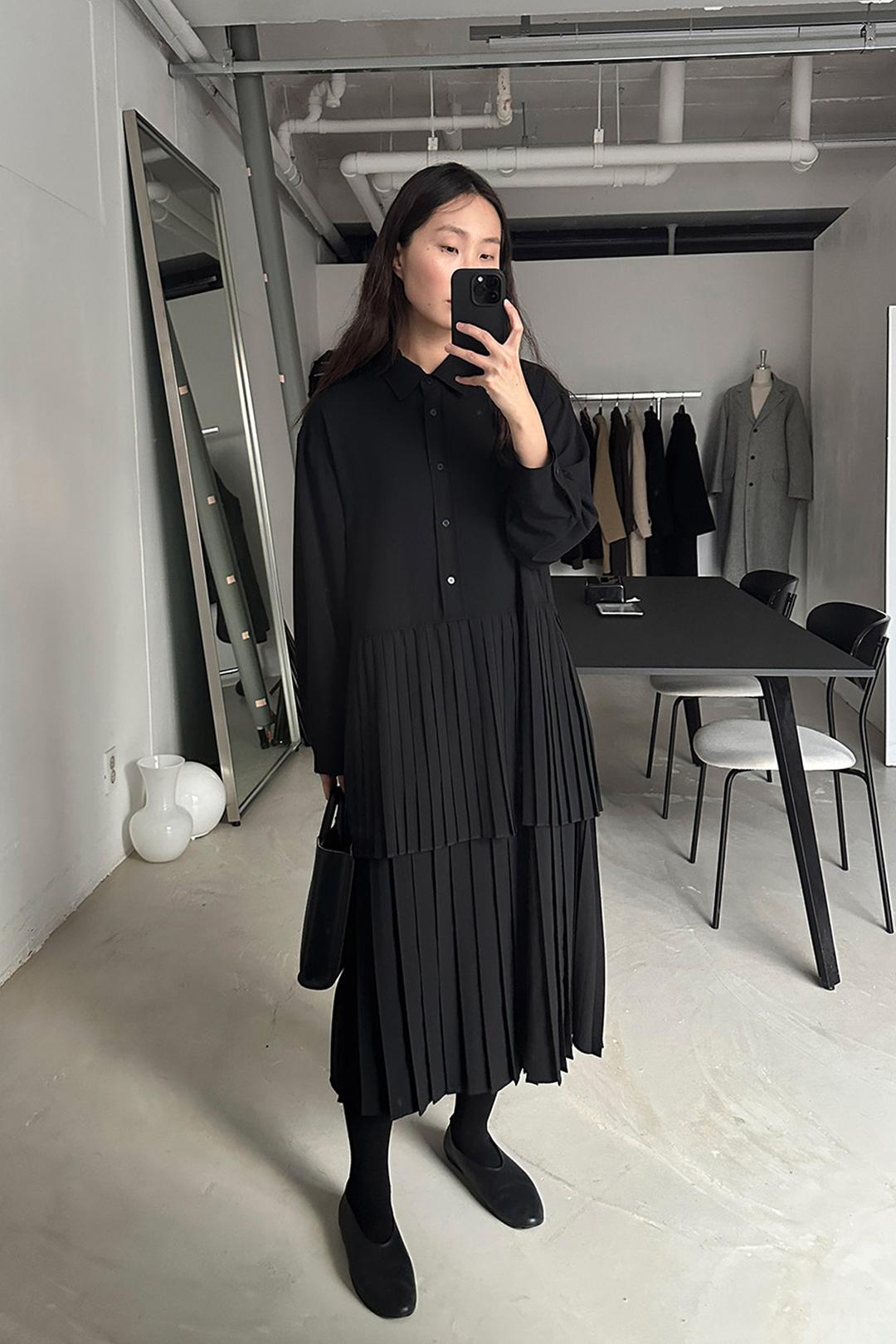 플리츠 카라 원피스(2컬러)