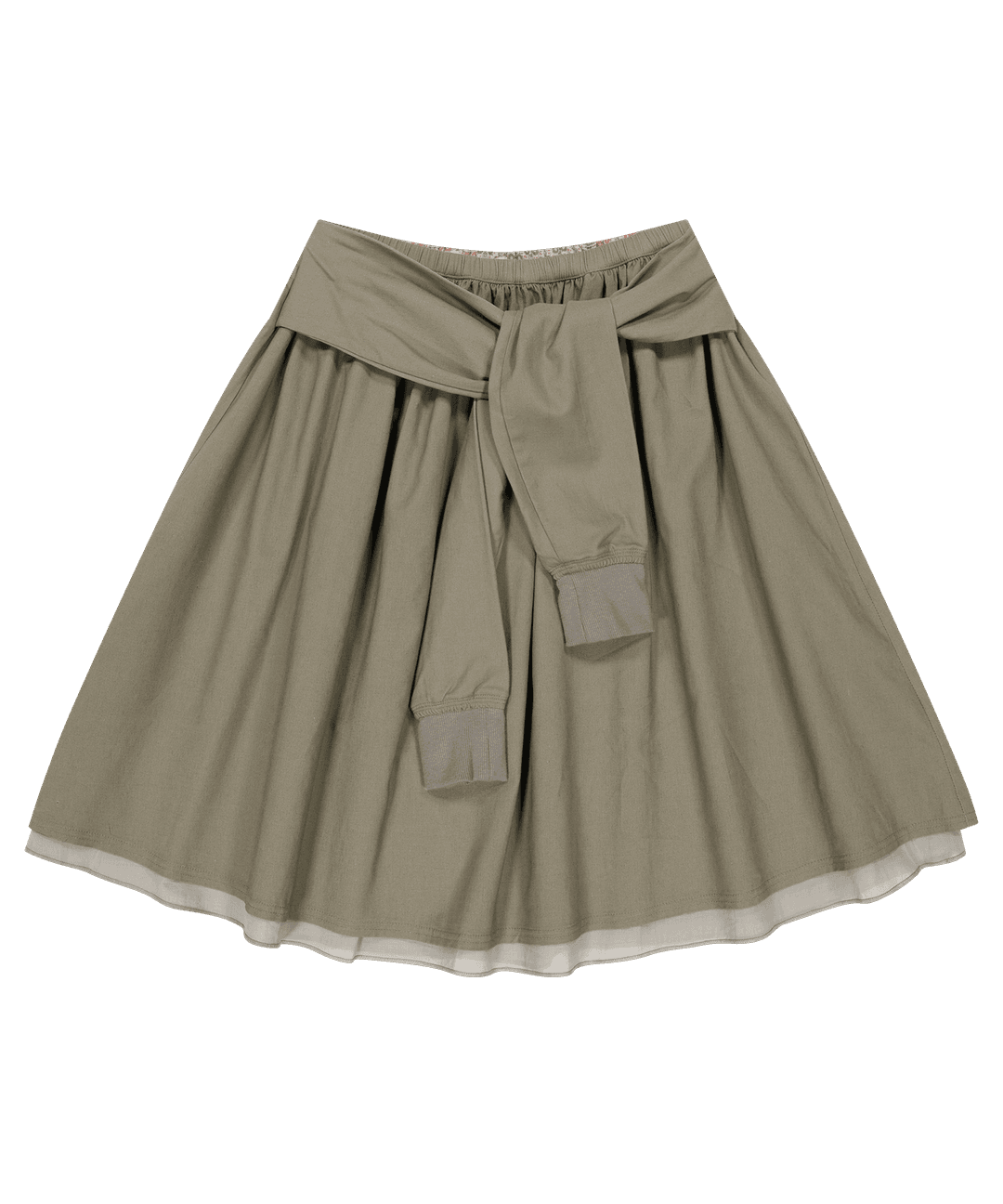 STRAP SHIRRING SKIRT ASH BROWN