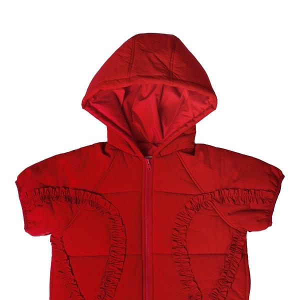 CURVED RUFFLE PADDING VEST_RED