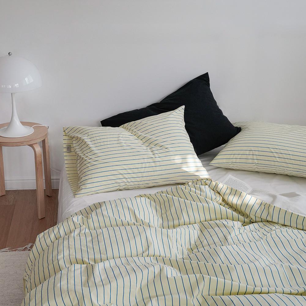 스트라이프 이불커버세트 고밀도면 레몬 블루