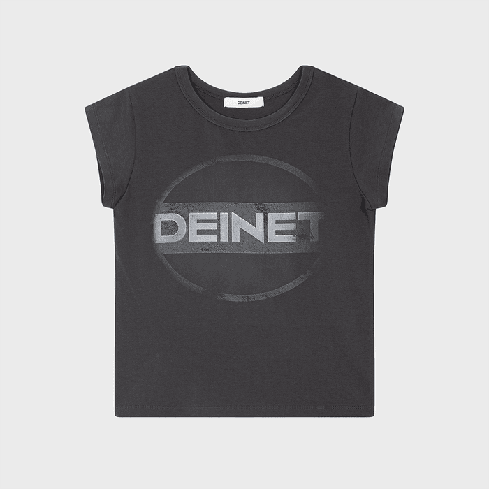 VINTAGE GRAPHIC CROPPED T-SHIRTS IN CHARCOAL