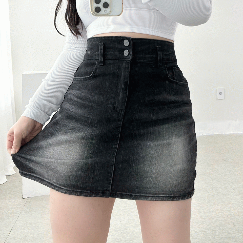 3003 ♥자체제작♥ S~3XL 슈퍼매직 하이웨스트 데님 스커트 (바지안감)