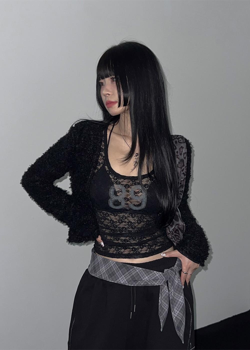 BLANC LACE PRINRED LACE SEE-THROUGH T-SHIRT 3color / 블랑 레이스 프린팅 레이스 시스루 티셔츠