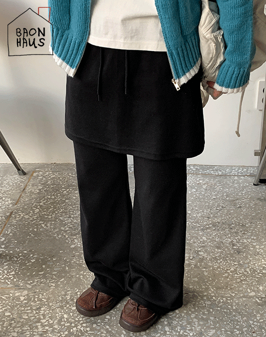 바온 [1천장돌파][BAONHAUS] 레반 밴딩 레이어드 스커트 팬츠