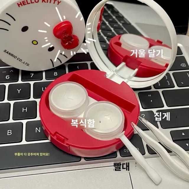 러블리 리본 공주 휴대용 렌즈케이스 콘택트렌즈 렌즈통 렌즈수납 친구선물 우정 유니크