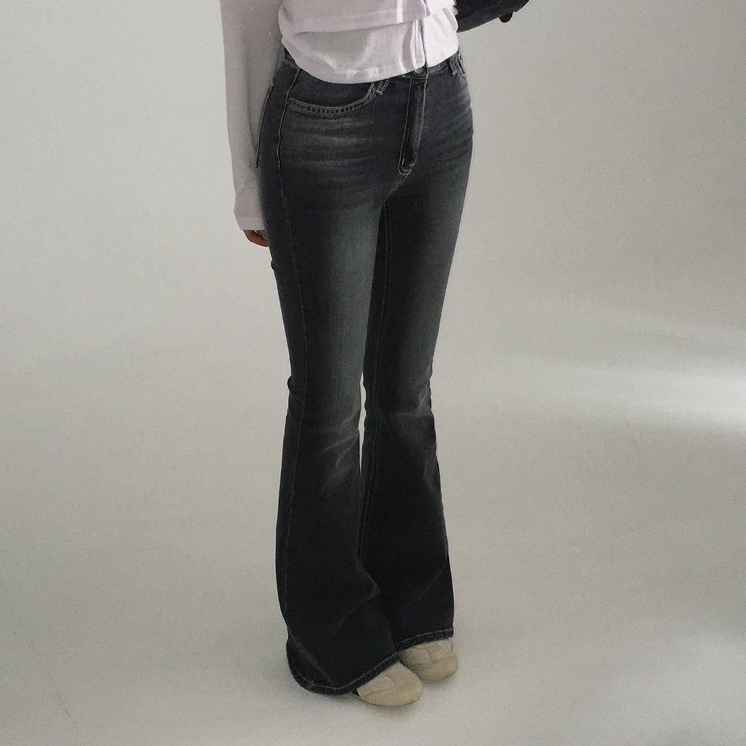 데이진 워싱 슬림 부츠컷 팬츠 - pt