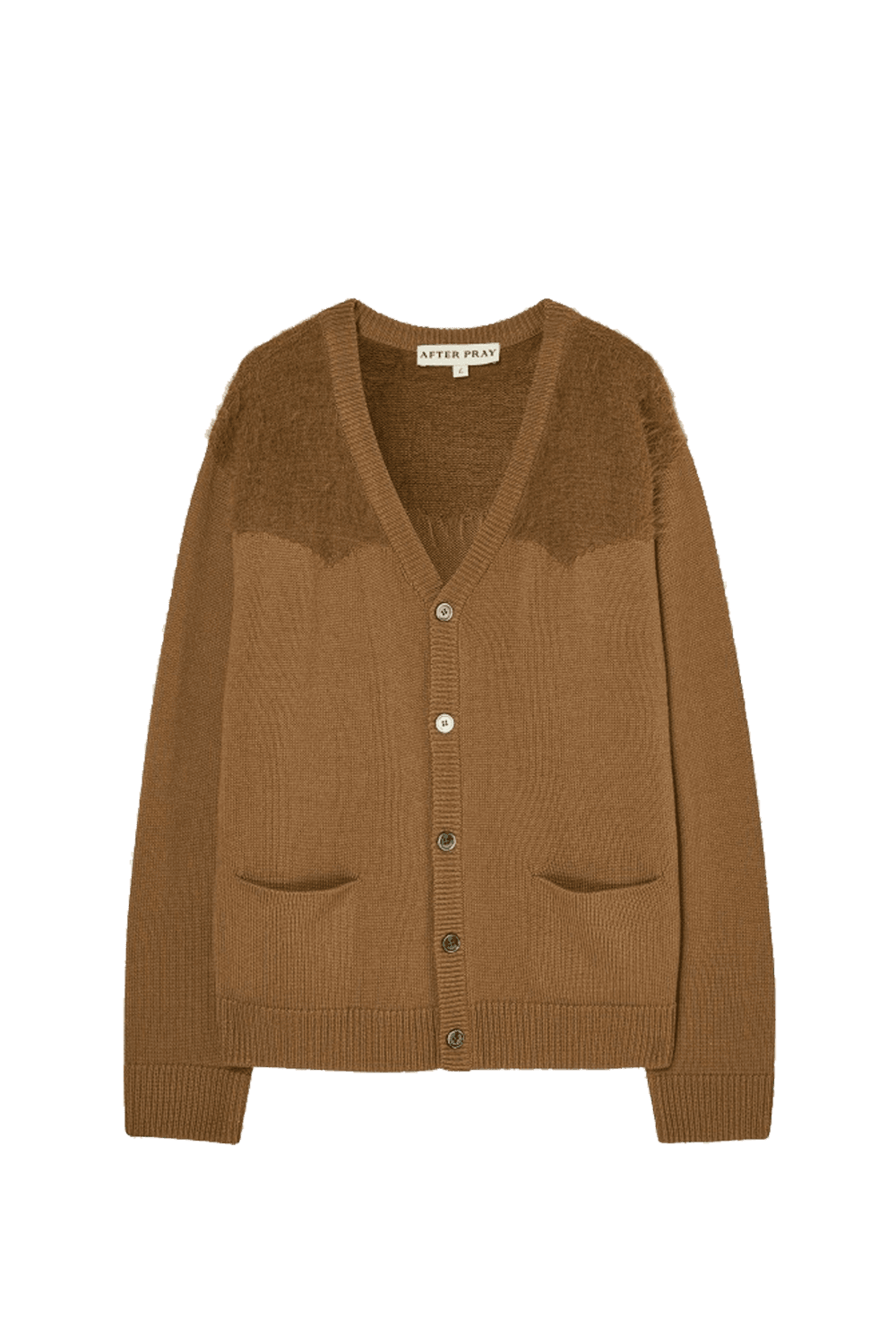 원티드 웨스턴 요크 브이넥 카디건 카멜