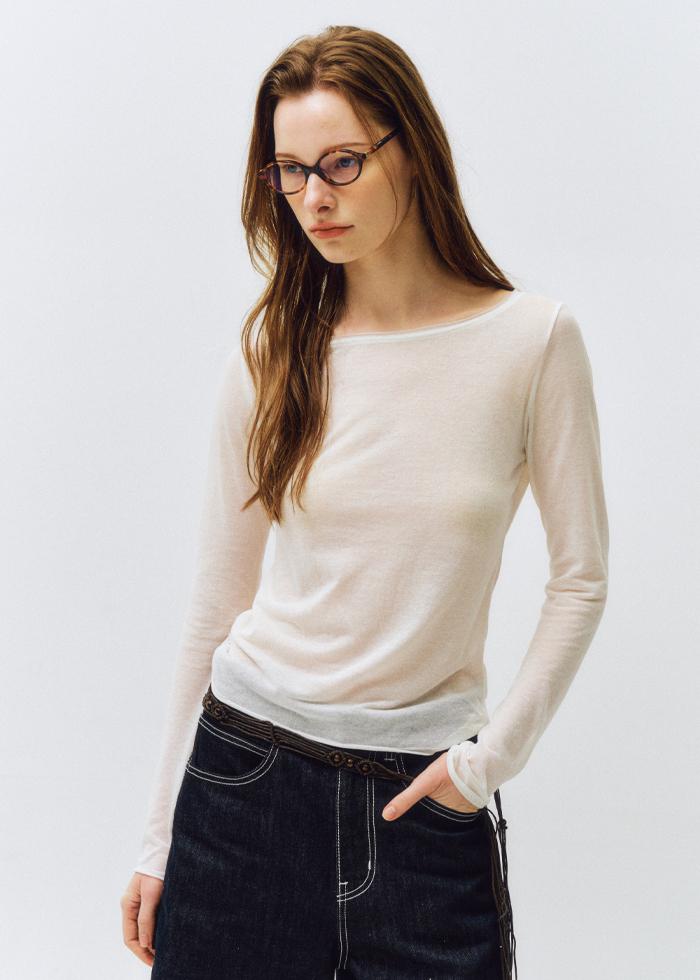 Basic Summer Boat Neck T-shirt_CTT366(Ivory)