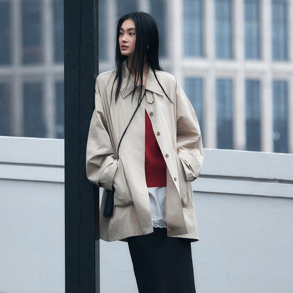 SIOT4193 브리즈 오버핏 하프 코트_Beige
