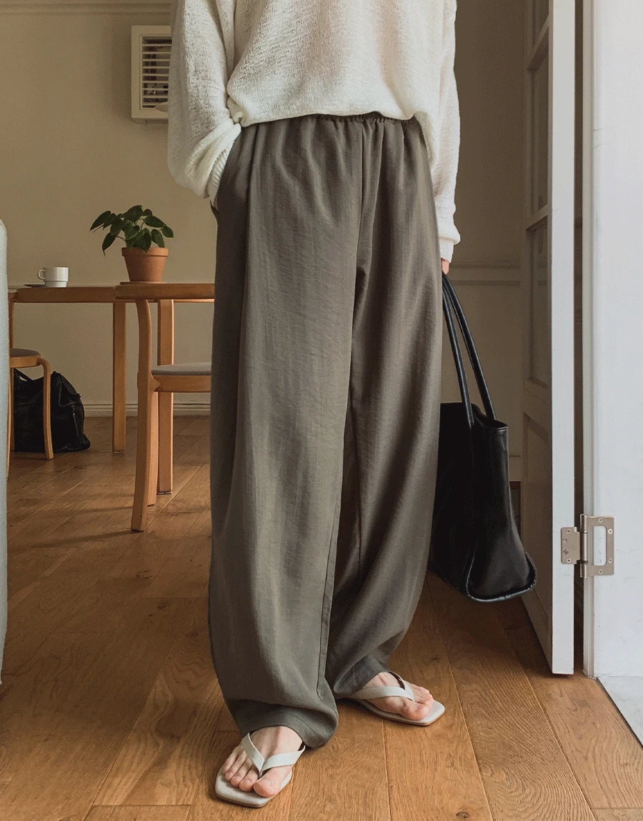 이른 린넨 핀턱 밴딩 슬랙스 (3 color)