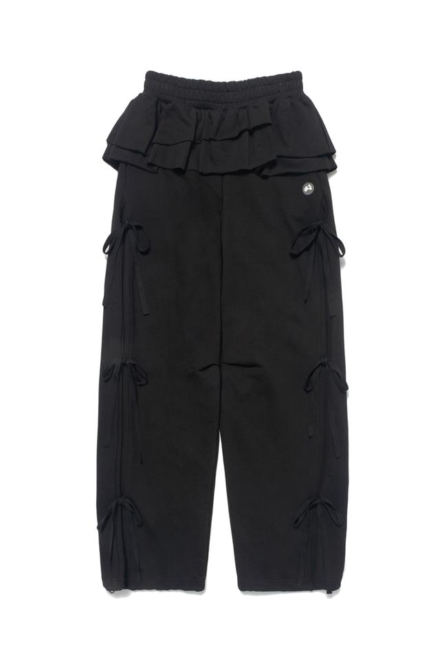 Frill skirt jogger pants (Black)