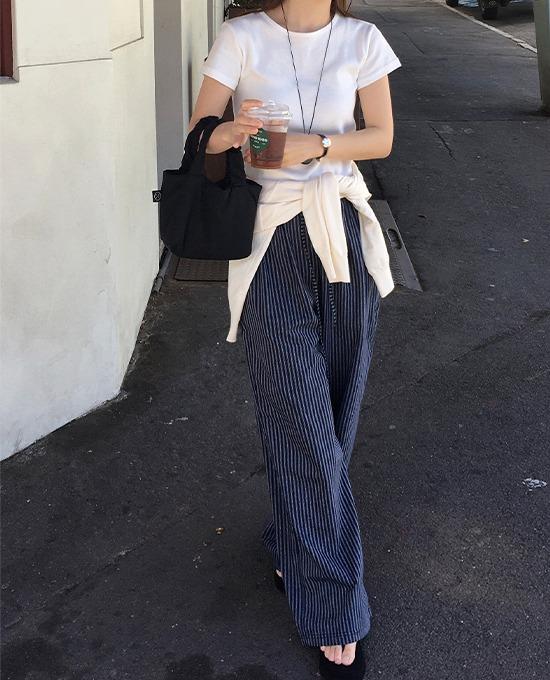 메리어라운드 [이지룩] 폴스 스트라이프 밴딩 (pants)