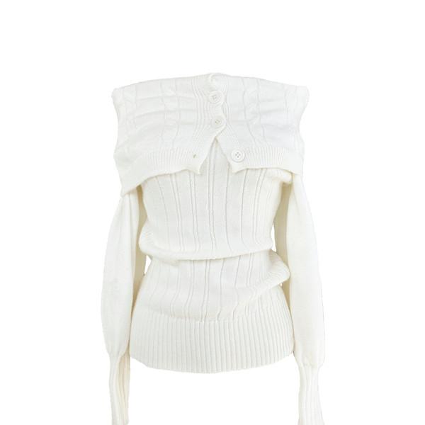 Cream button off knit