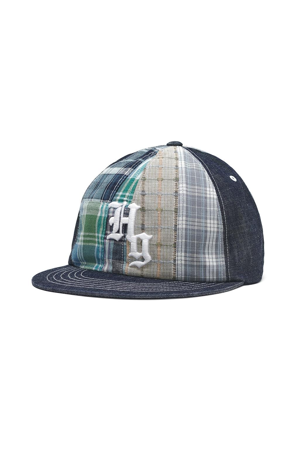 Patchwork denim snapback (Blue)