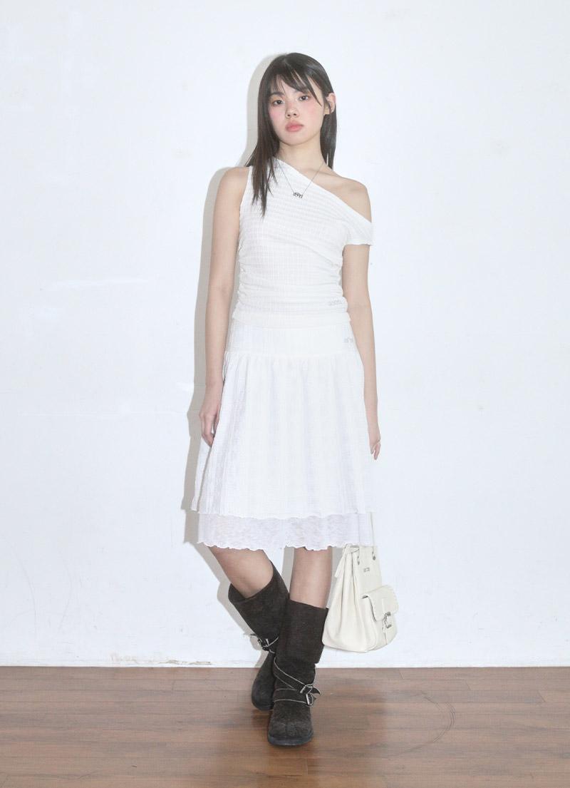 [4월 30일 순차배송] LACY CHECK SKIRT / WHITE