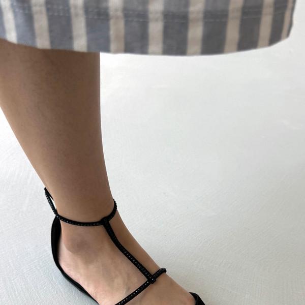 Giorgio Armani Satin Crystal T-Strap Flats