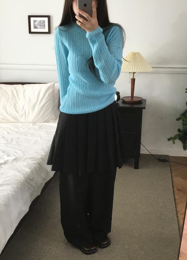 오브그린 [고퀄!/뒷밴딩] 오브 미디 플리츠 스커트 부츠컷 팬츠 (2color)