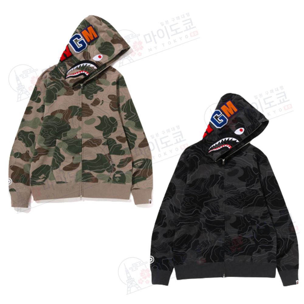 베이프 재킷 레이어드 라인 카모 샤크 풀집업 후드 자켓 BAPE LAYERED LINE CAMO SHARK FULL ZIP HOODIE 1J80-115-005