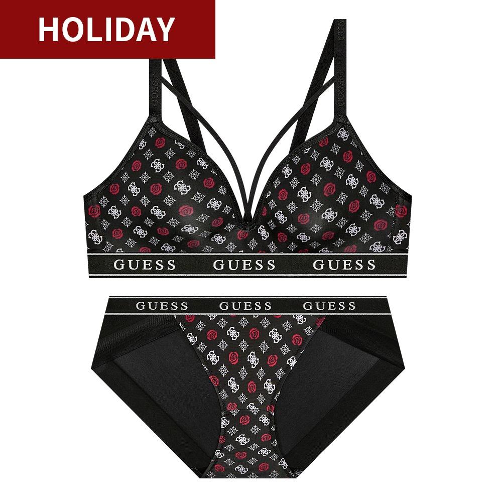 아이코닉 로고믹스 볼륨 스트링 브라 - 블랙