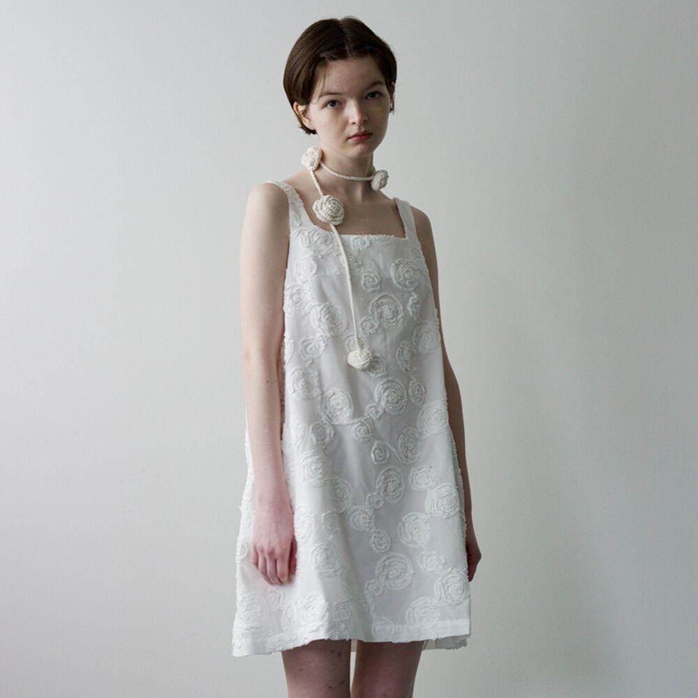 Flower Embroidery Mini Dress / White