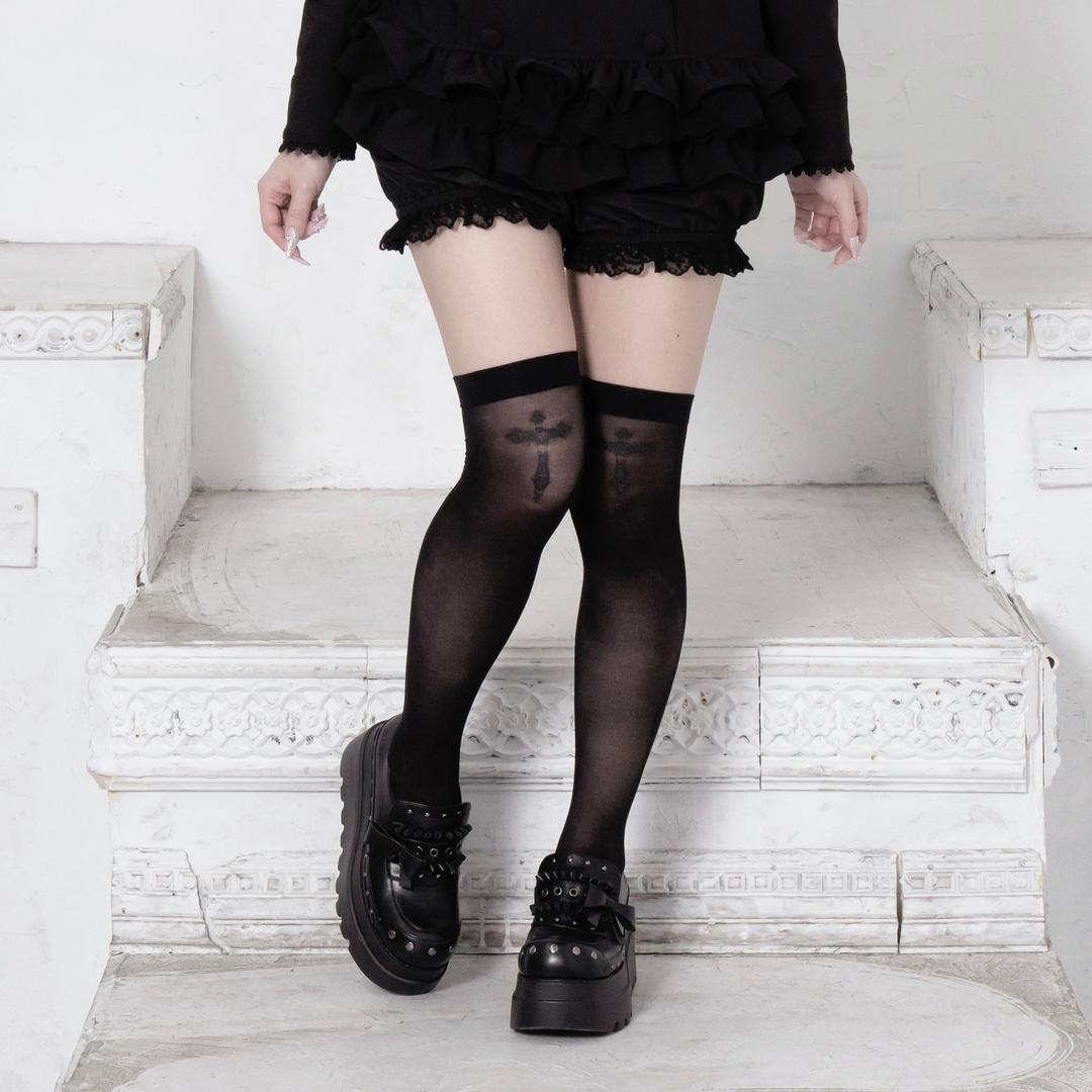 《mine》クロスソックス[オーバーニー]