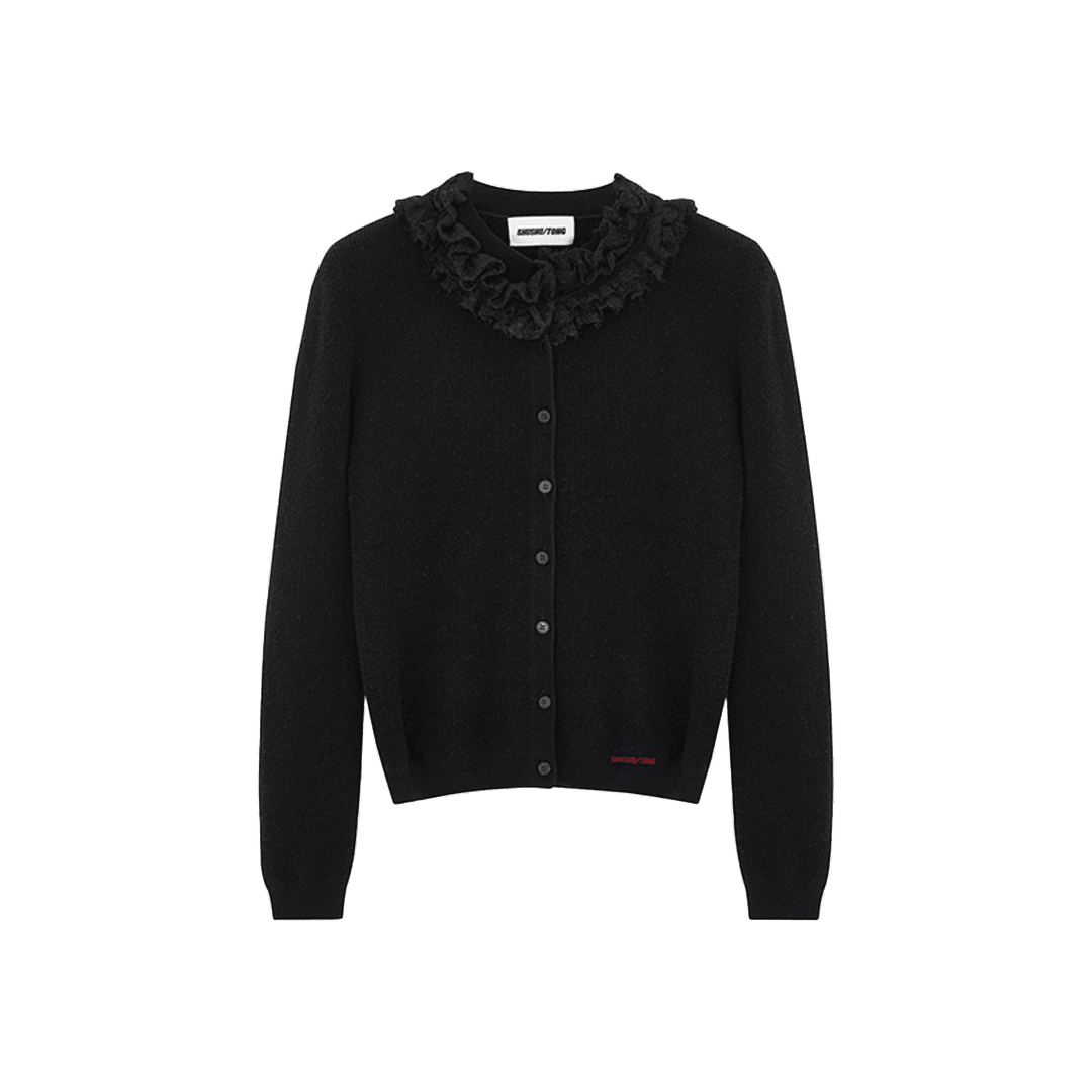 Shushu/Tong Women Collar Embellished Cardigan Black - 24FW