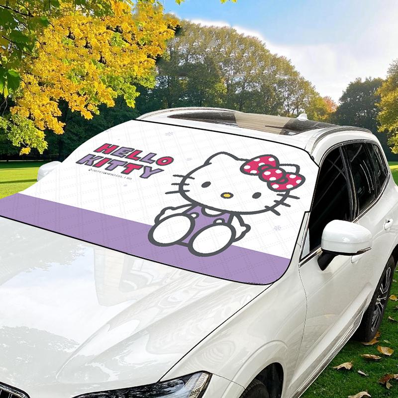 헬로키티 퍼플 차량용 겨울 스노우 앞유리 커버 성에방지 가림막 차량용품