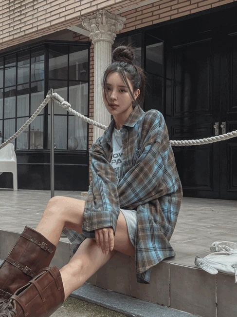 [오늘출발🚚][BEST셔츠/시즌인기상품!] 빈티지 피치 오버핏 체크 셔츠 - 2color